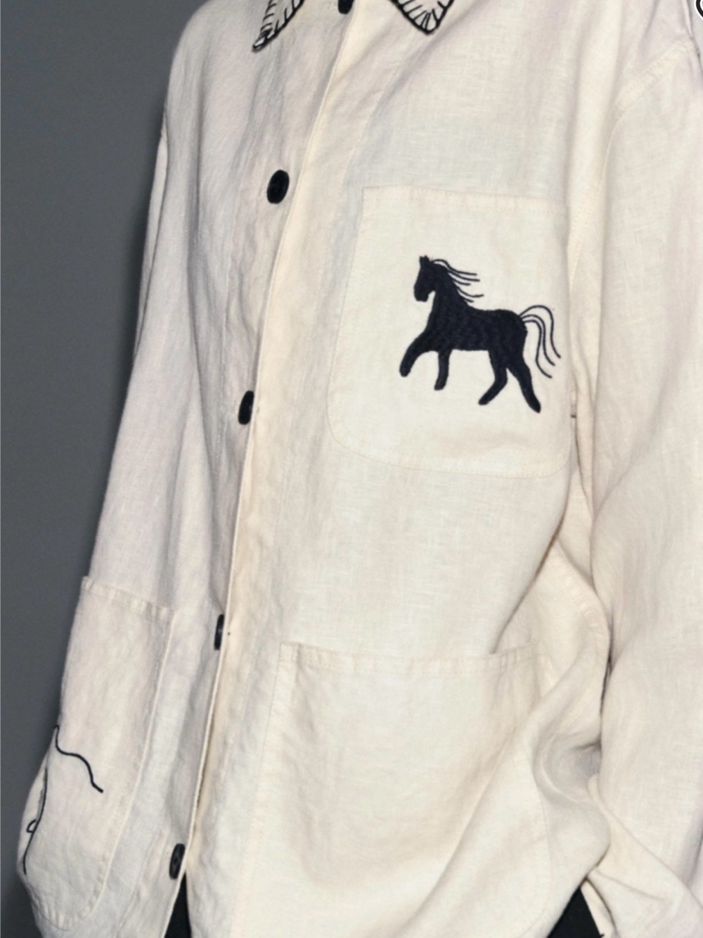ZW Collection-Embroidered linen overshirt. Size XS - Picture 7 of 9